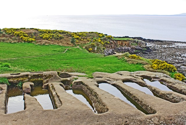 Rock-cut graves Stone graves at Heysham overlooking Morecambe Bay