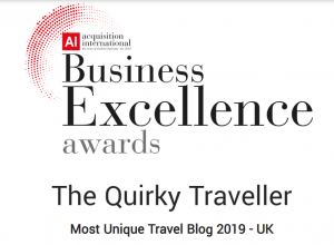 Acquisition International Business Excellent Award Unique Travel Blog 2019 The Quirky Traveller