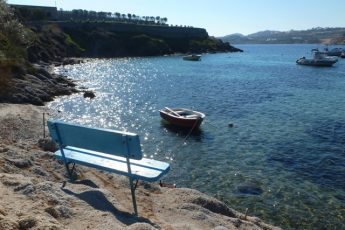 Mykonos Ournos beach seat Greece
